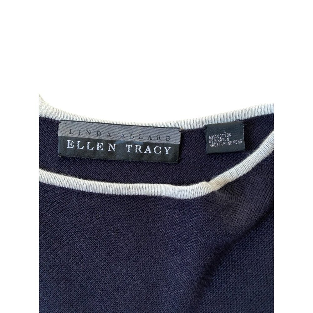 Comfy Ellen Tracy Long Sleeve Tunic Sweater Womens L Navy white normcore - Picture 5 of 5